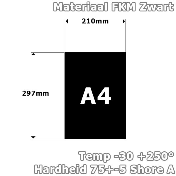 FKM/Viton plaatrubber 6mm dik | breed | 297 hoog | Standaard A4 formaat