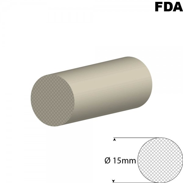 Wit Siliconensnoer | Ø 15mm | FDA keurmerk | Rol 25 meter of afsnijding